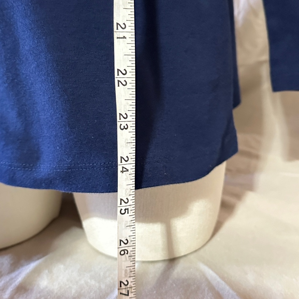 Kim Rogers Navy Blue Pumpkin Petite 3/4 Sleeve Crew Neck Graphic blouse (4036) - Picture 7 of 8